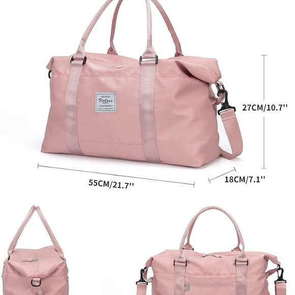 Travel Duffel Bag,Sports Tote Gym Bag,Shoulder Weekender Overnight Bag for Women - Picture 8 of 9